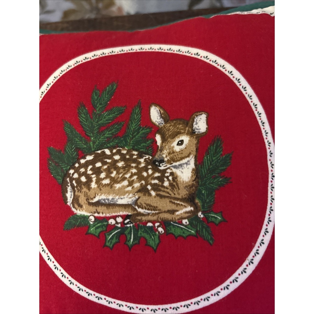 Christmas Throw Pillows Winter Squirrel & Fawn Holiday Home Decor 7" X 7" - Picture 3 of 7